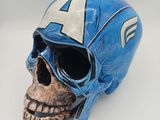 blue and white captain skull with sunglasses on a white background