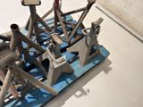 a blue pallet that has a bunch of tools on it