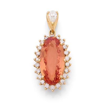 un pendentif en saphir orange et diamants, signé Van Cleef