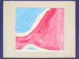 painting of a red, white and blue wave in a blue frame