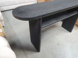 a black table with a shelf on top of it