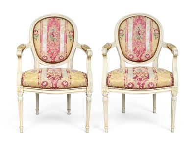 pair of louis xvi style painted armchairs