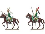deux figurines représentant un homme à cheval et un homme à cheval