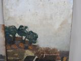 a picture of a painting of a boat on the water