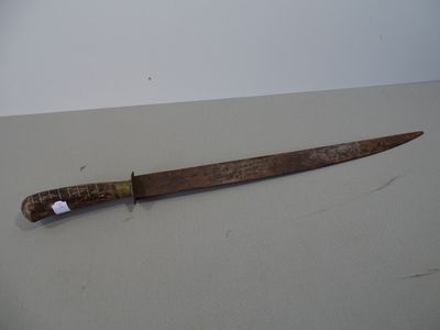 Petit sabre ou dague de chasse, poignée en bois, sans fourre… - Photo 1