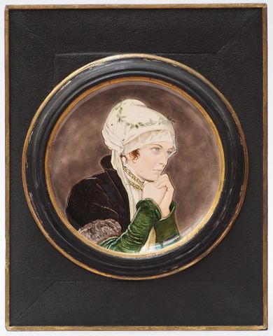 Léon SAZERAT (1831-1891)
Tondo en porcelaine à décor de portrait ...