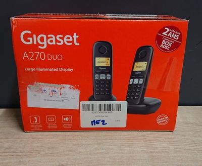 Téléphone fixe sans fil Gigaset A270 Duo, Noir, 80 numéros A…