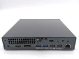 the back view of a small computer with a keyboard and a mouse