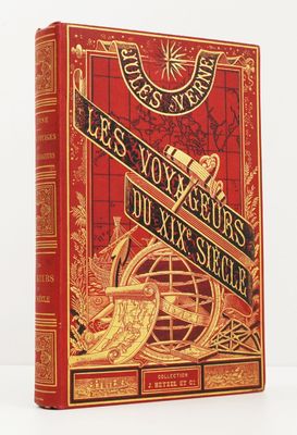 la couverture d'un livre rouge et doré sur laquelle figure l'image d'un globe terrestre