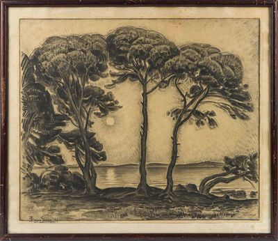 Sany SASSY (XIXe-XXe siècle) Coucher de soleil en bord de me…