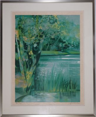 CAMILLE HILAIRE (1916-2004) Bord d'étang au lever du soleil,…