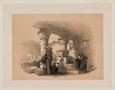 un vieux dessin représentant un groupe d'hommes debout devant un bâtiment