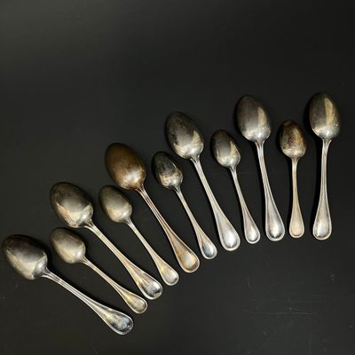 Lot De 6 Petites Cuillères à Café Rétro – Métal Argenté Sculpté, Strass, 11 Cm