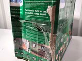packaging of a box of philips appliances sitting on a white table