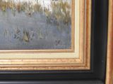 an image of a painting of a field of grass in a black frame
