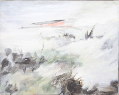 une peinture représentant un avion volant dans le ciel
