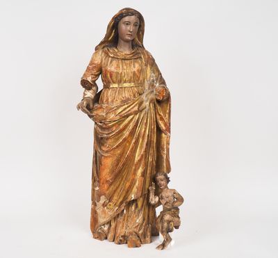 Ecole française XVIIIe. "Vierge à l'enfant".