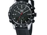 un gros plan d'une montre sur fond blanc, avec une trotteuse rouge