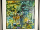 a picture of a painting of water lilies in a frame