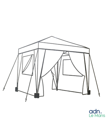 an image of a black and white tent on a white background