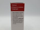 a close up of a white box with a red label on it