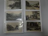 several old black and white photographs of a mountain scene