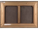 a close up of a picture of a wooden frame with a window