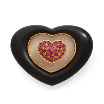 CRISTOFOL PENDENTIF - BROCHE en forme de coeur avec en son c…