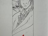 a drawing of a woman with a red marker on her face