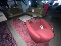 Deux canapés fixes 2 et 3 places MERCURY tissu vert + Fauteu…