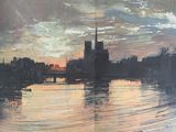 une photo d'un tableau représentant un coucher de soleil sur un plan d'eau