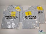 trois t-shirts portant l'inscription « Berenice » sont emballés dans du plastique