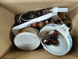 a box full of wine bottles and other items inside of it