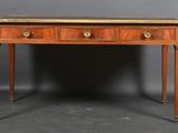 a small desk with two drawers and a marble top