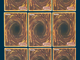 six square images of a black hole in a blue background