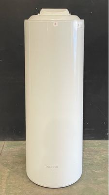 an image of a white air purifier sitting on top of a tiled floor
