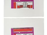 deux reproductions d'un bâtiment rouge et blanc sur fond blanc