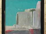 an image of a painting of a man standing in front of a wall
