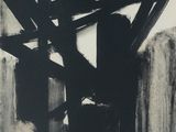 an image of a black and white painting with black brush strokes