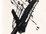 drawing of a black and white drawing of a gun and a bullet
