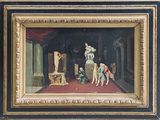 une image d'un tableau représentant un groupe de personnes dans une pièce