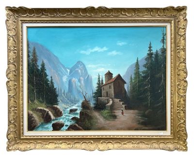 RITA (XXe) Paysage Montagnard animé.