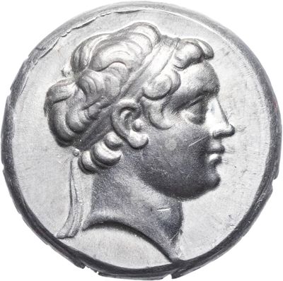 an ancient roman coin with a woman ' s head on it