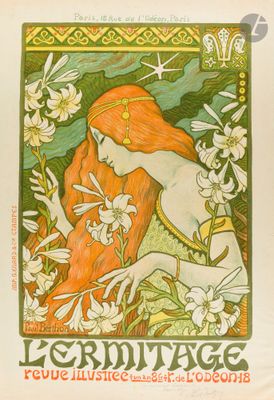 une affiche de concert représentant une femme aux longs cheveux roux et aux fleurs blanches