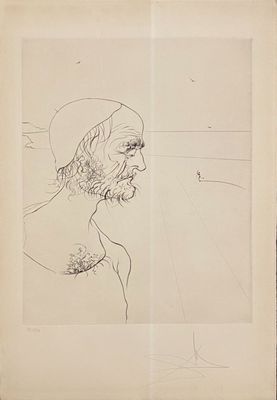 an old drawing of a man with a beard and a hat