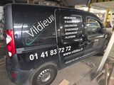 a van that is parked in a garage
