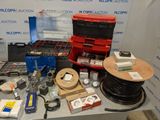 a table with a lot of tools on top of it