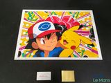 pokemon pikachu and pikachu with a yellow piece of paper in front of it
