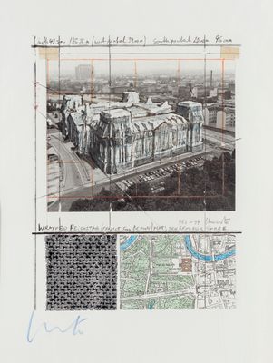 an old photo of a picture of a building with a lot of pictures