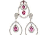 a pair of pink sapphire and diamond earrings